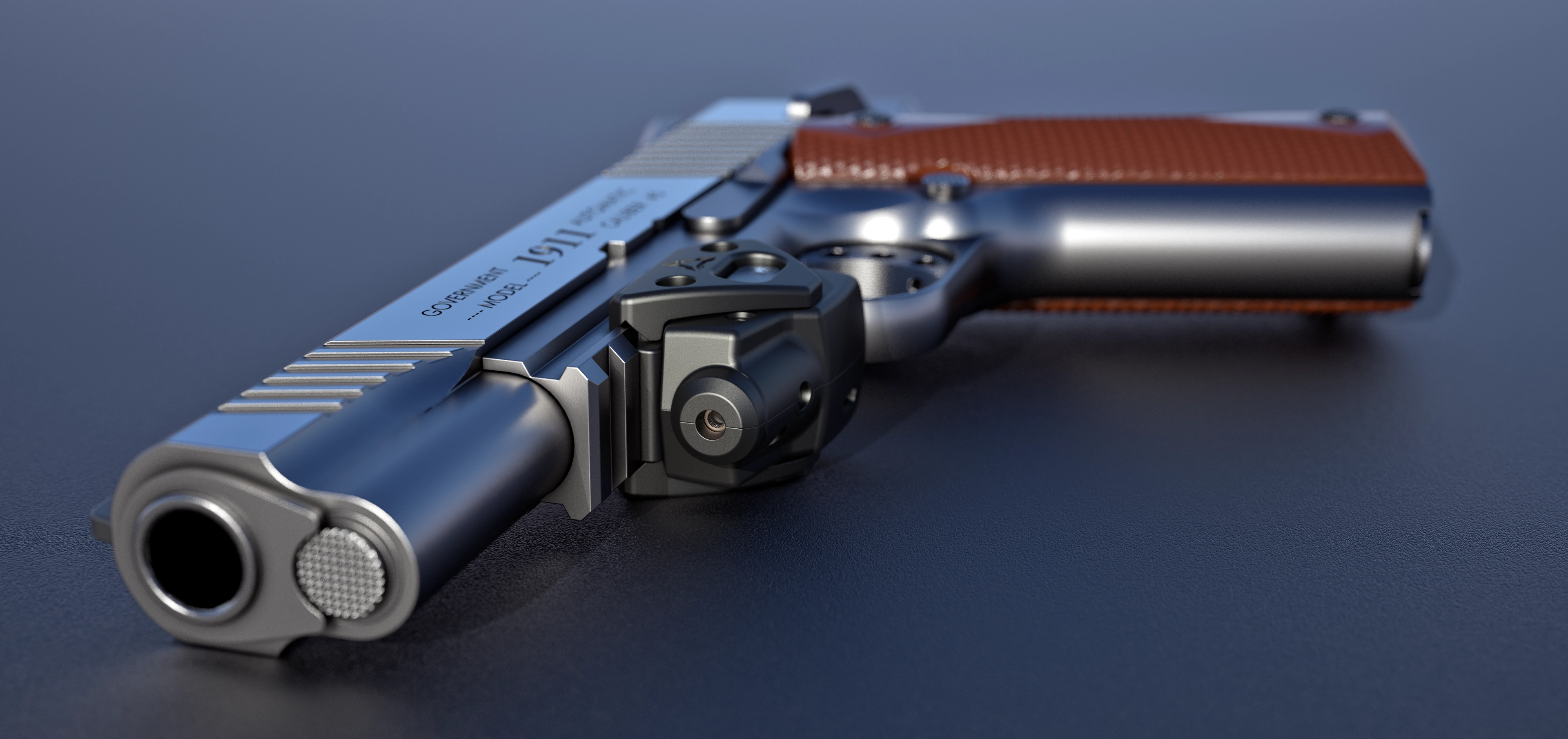 Autolaser and pistol.