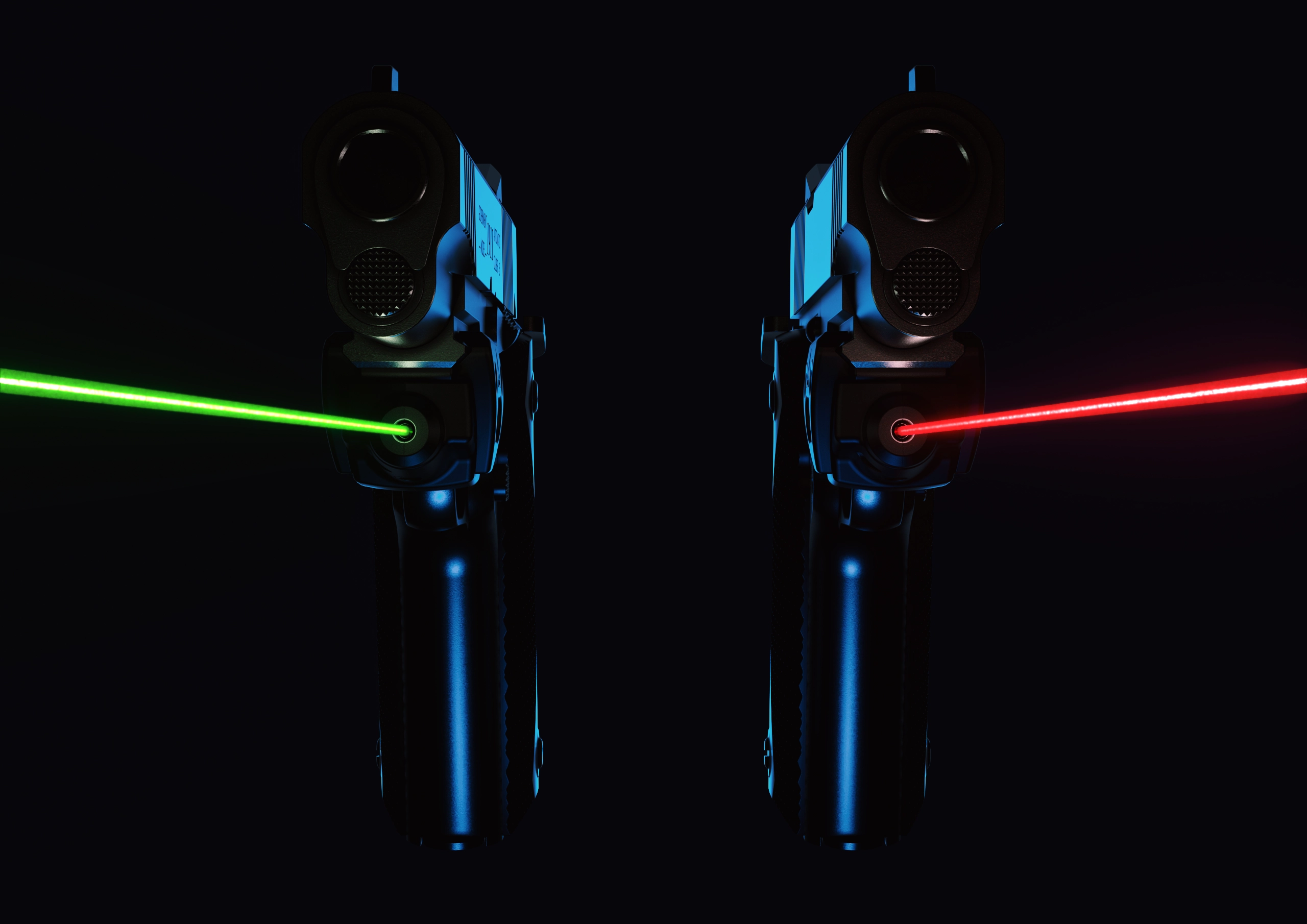 Green laser and red laser