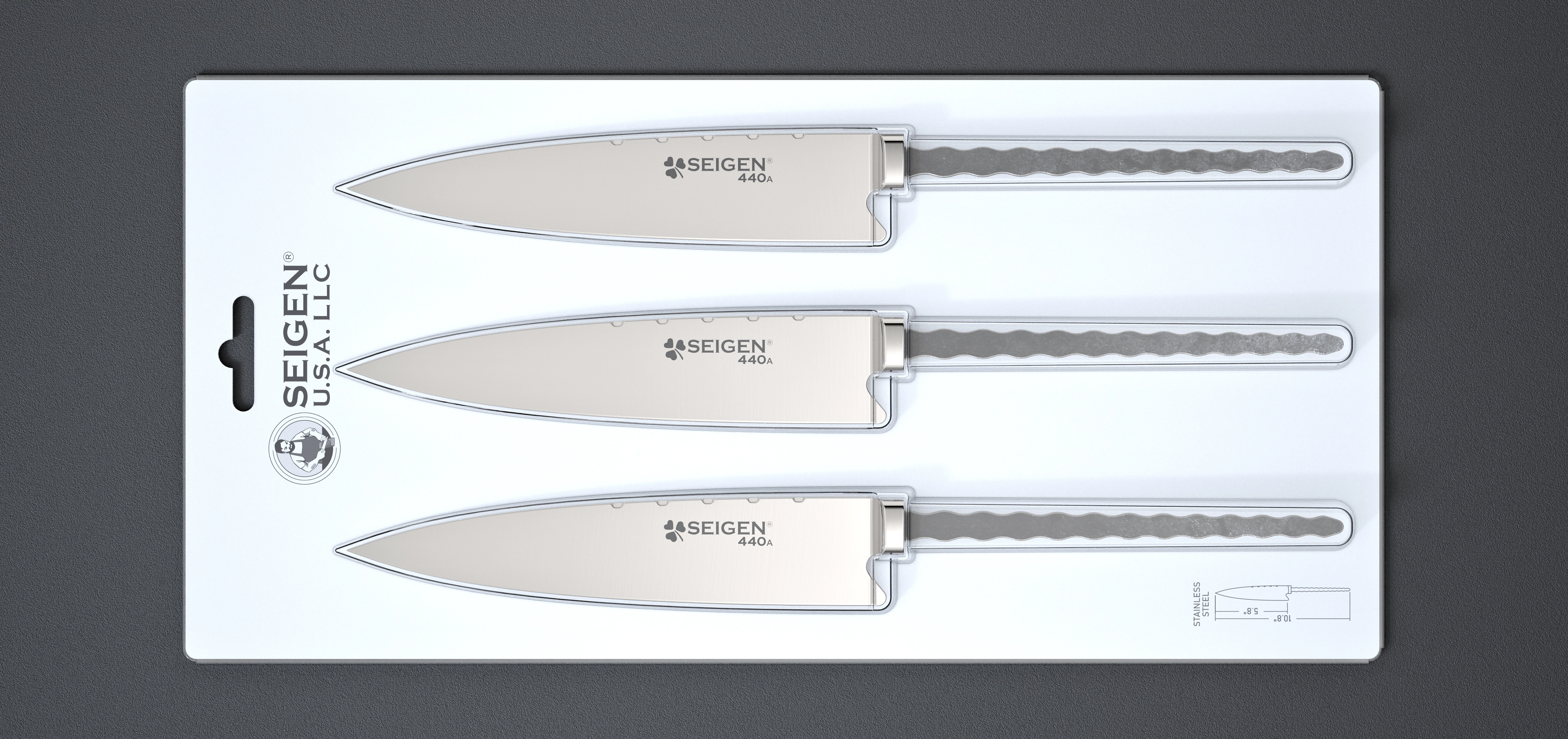 3 knives with 5.8-inch blades.